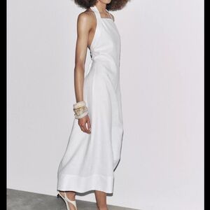 Zara 100% linen halter dress